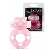 Розовое эрекционное виброкольцо в форме мишки - 1137 - в Прокопьевске купить с доставкой