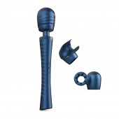 Синий вибромассажёр с насадками Man.wand Edgy - Manwan - в Прокопьевске купить с доставкой