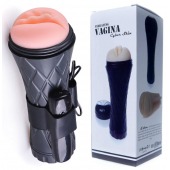 Телесный мастурбатор-вагина в черной колбе с вибрацией - Boys of Toys - в Прокопьевске купить с доставкой