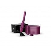 Фиолетовая секс-машина с функцией нагрева, насадками и присоской Sesh - Zalo - купить с доставкой в Прокопьевске