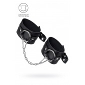 Черные оковы из толстой кожи с люверсами - Pecado - купить с доставкой в Прокопьевске