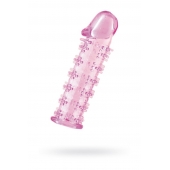 Гелевая розовая насадка на фаллос с шипами - 12 см. - Toyfa Basic - в Прокопьевске купить с доставкой