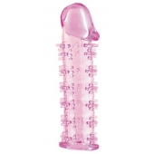Гелевая розовая насадка на фаллос с шипами - 12 см. - Toyfa Basic - в Прокопьевске купить с доставкой