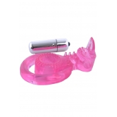 Розовая вибронасадка со стимулятор клитора   Язычок - Toyfa Basic - в Прокопьевске купить с доставкой
