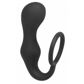 Чёрное эрекционное кольцо с анальной пробкой Double Pleasure Anal Plug - Lola Games - в Прокопьевске купить с доставкой