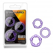 Набор из 3 фиолетовых эрекционных колец Stay Hard Beaded Cockrings - Blush Novelties - в Прокопьевске купить с доставкой