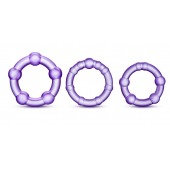 Набор из 3 фиолетовых эрекционных колец Stay Hard Beaded Cockrings - Blush Novelties - в Прокопьевске купить с доставкой