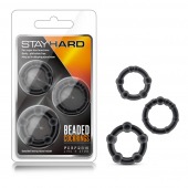 Набор из 3 чёрных эрекционных колец Stay Hard Beaded Cockrings - Blush Novelties - в Прокопьевске купить с доставкой