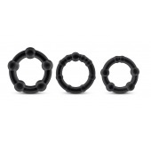 Набор из 3 чёрных эрекционных колец Stay Hard Beaded Cockrings - Blush Novelties - в Прокопьевске купить с доставкой