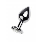 Серебристая анальная пробка с прозрачным кристаллом-сердцем - 8 см. - ToyFa - купить с доставкой в Прокопьевске