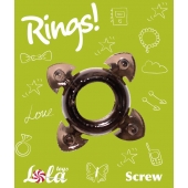 Чёрное эрекционное кольцо Rings Screw - Lola Games - в Прокопьевске купить с доставкой