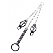 Черно-серебристые зажимы для сосков с кольцом для пениса TOYFA Metal - ToyFa - купить с доставкой в Прокопьевске