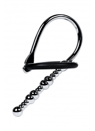 Серебристый уретральный плаг-бусины TOYFA Metal с мягким фиксириющим кольцом - ToyFa - купить с доставкой в Прокопьевске