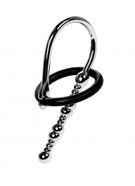 Серебристый уретральный плаг-бусины TOYFA Metal с мягким фиксириющим кольцом - ToyFa - купить с доставкой в Прокопьевске