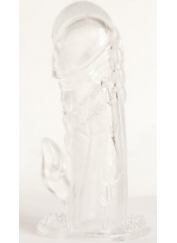 Прозрачная гелевая насадка с клиторальным отростком - 13 см. - Toyfa Basic - в Прокопьевске купить с доставкой