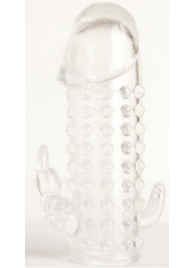 Гелевая прозрачная насадка с 2 отростками - 13 см. - Toyfa Basic - в Прокопьевске купить с доставкой