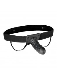 Чёрный полый страпон с вибрацией Unisex Vibrating Hollow Strap-On - 14 см. - Lux Fetish - купить с доставкой в Прокопьевске