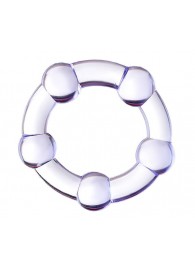 Фиолетовое эрекционное кольцо на пенис с бусинами - Штучки-дрючки - в Прокопьевске купить с доставкой