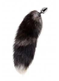 Серебристая металлическая анальная втулка с хвостом чернобурой лисы - размер S - ToyFa - купить с доставкой в Прокопьевске