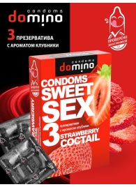 Презервативы для орального секса DOMINO Sweet Sex с ароматом клубничного коктейля  - 3 шт. - Domino - купить с доставкой в Прокопьевске