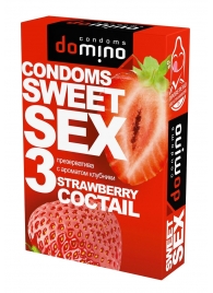 Презервативы для орального секса DOMINO Sweet Sex с ароматом клубничного коктейля  - 3 шт. - Domino - купить с доставкой в Прокопьевске