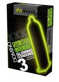 Презервативы DOMINO Neon Green со светящимся в темноте кончиком - 3 шт. - Domino - купить с доставкой в Прокопьевске