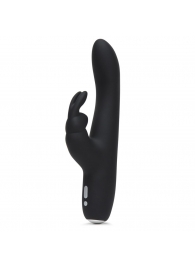 Черный вибратор с клиторальным отростком Greedy Girl Slimline Rabbit Vibrator - 22,8 см. - Fifty Shades of Grey