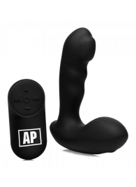 Черный стимулятор простаты Alpha-Pro 7X P-Milker Silicone Prostate Stimulator with Milking Bead - XR Brands - в Прокопьевске купить с доставкой