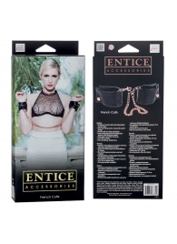 Черные мягкие наручники Entice French Cuffs с цепью - California Exotic Novelties - купить с доставкой в Прокопьевске