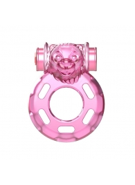 Розовое эрекционное кольцо с вибрацией Pink Bear - Baile - в Прокопьевске купить с доставкой