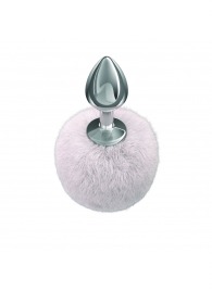 Серебристая анальная пробка с белым пушистым хвостиком Twinkle - Lola Games - купить с доставкой в Прокопьевске