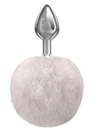 Серебристая анальная пробка с белым пушистым хвостиком Twinkle - Lola Games - купить с доставкой в Прокопьевске