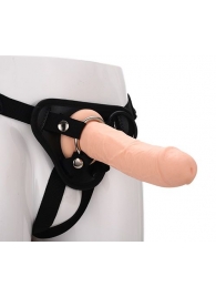 Черные трусики с телесной насадкой STRAP ON REAL DILDO - 21 см. - Dream Toys - купить с доставкой в Прокопьевске