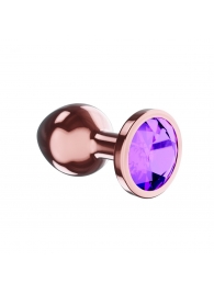 Пробка цвета розового золота с фиолетовым кристаллом Diamond Amethyst Shine S - 7,2 см. - Lola Games - купить с доставкой в Прокопьевске