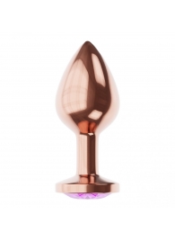 Пробка цвета розового золота с фиолетовым кристаллом Diamond Amethyst Shine S - 7,2 см. - Lola Games - купить с доставкой в Прокопьевске