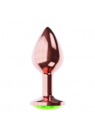 Пробка цвета розового золота с лаймовым кристаллом Diamond Emerald Shine S - 7,2 см. - Lola Games - купить с доставкой в Прокопьевске