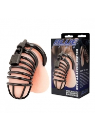 Черная металлическая клетка с замком Deluxe Chastity Cage - BlueLine - купить с доставкой в Прокопьевске