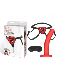 Красный поясной фаллоимитатор Red Heart Strap on Harness   5in Dildo Set - 12,25 см. - Lux Fetish - купить с доставкой в Прокопьевске