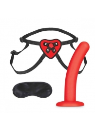 Красный поясной фаллоимитатор Red Heart Strap on Harness   5in Dildo Set - 12,25 см. - Lux Fetish - купить с доставкой в Прокопьевске