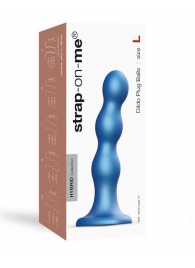 Голубая насадка Strap-On-Me Dildo Plug Balls size L - Strap-on-me - купить с доставкой в Прокопьевске