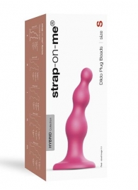 Розовая насадка Strap-On-Me Dildo Plug Beads size S - Strap-on-me - купить с доставкой в Прокопьевске