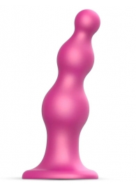 Розовая насадка Strap-On-Me Dildo Plug Beads size S - Strap-on-me - купить с доставкой в Прокопьевске