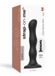 Черная насадка Strap-On-Me Dildo Geisha Balls size M - Strap-on-me - купить с доставкой в Прокопьевске