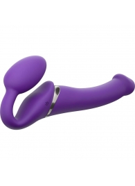 Фиолетовый безремневой вибрострапон Vibrating Bendable Strap-On - size L - Strap-on-me - купить с доставкой в Прокопьевске