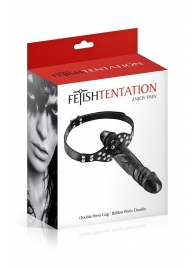 Черный кляп-фаллоимитатор Double Penis Gag - Fetish Tentation - купить с доставкой в Прокопьевске