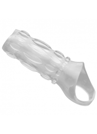 Насадка на пенис с кольцом для мошонки Clear Sensations Enhancer Sex Sleeve - 11,5 см. - XR Brands - в Прокопьевске купить с доставкой