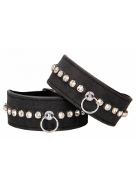 Черные наручники Diamond Studded Wrist Cuffs - Shots Media BV - купить с доставкой в Прокопьевске