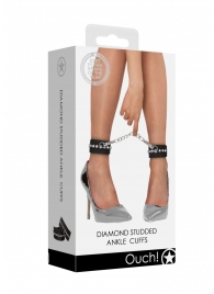 Черные поножи Diamond Studded Ankle Cuffs - Shots Media BV - купить с доставкой в Прокопьевске