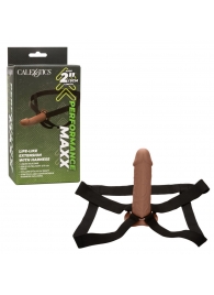 Коричневый фаллопротез Life-Like Extension with Harness - 17,75 см. - California Exotic Novelties - купить с доставкой в Прокопьевске