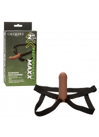 Коричневый фаллопротез из силикона Extension with Harness - 15,75 см. - California Exotic Novelties - купить с доставкой в Прокопьевске